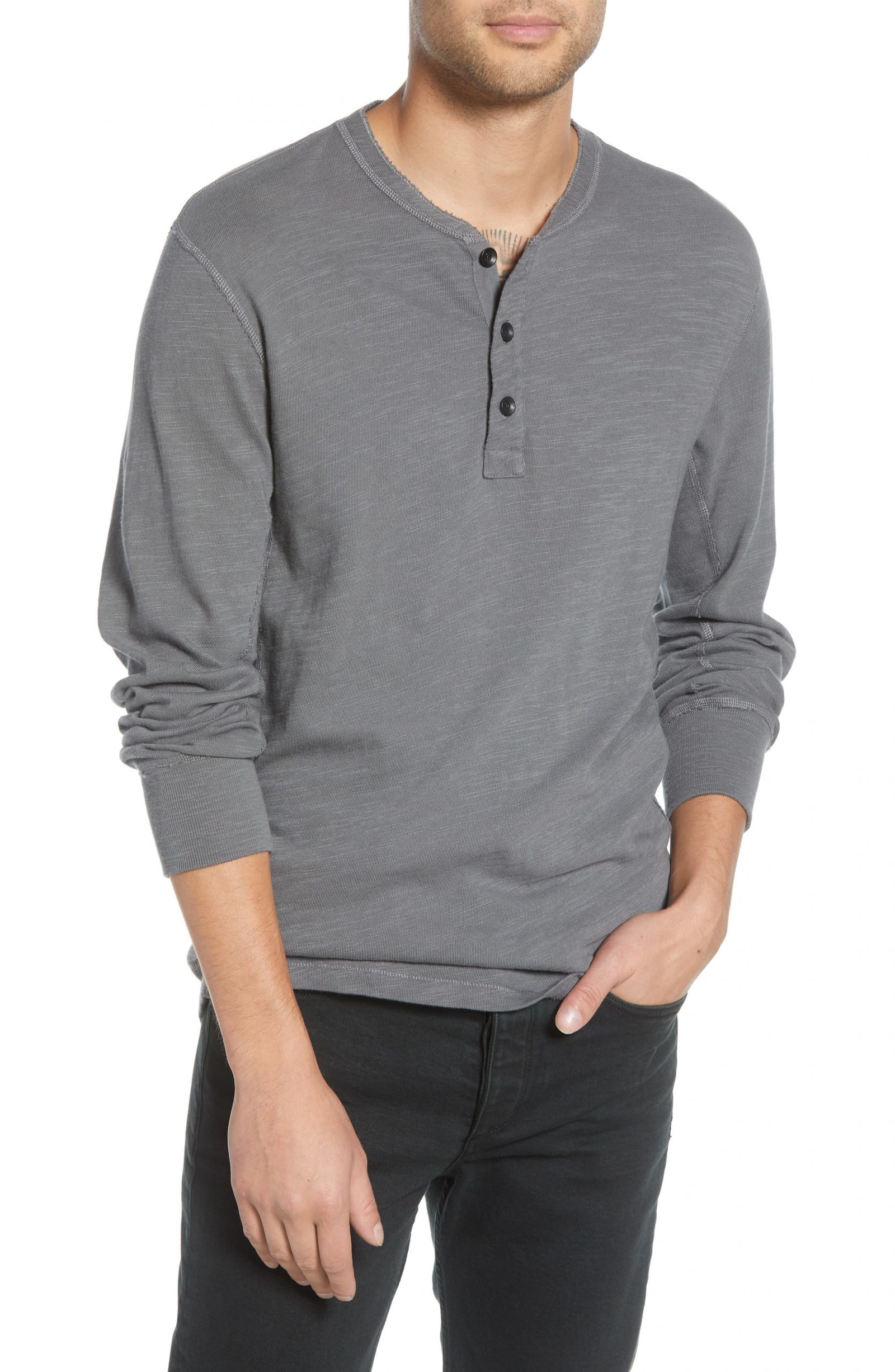 Men’s Rag & Bone Slub Cotton Slim Fit Henley, Size Small - Grey | The ...