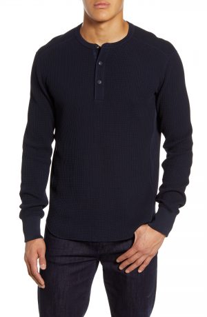 Men's Rag & Bone Thermal Henley, Size Small - Blue Men's Rag & Bone Thermal Henley, Size Small - Blue