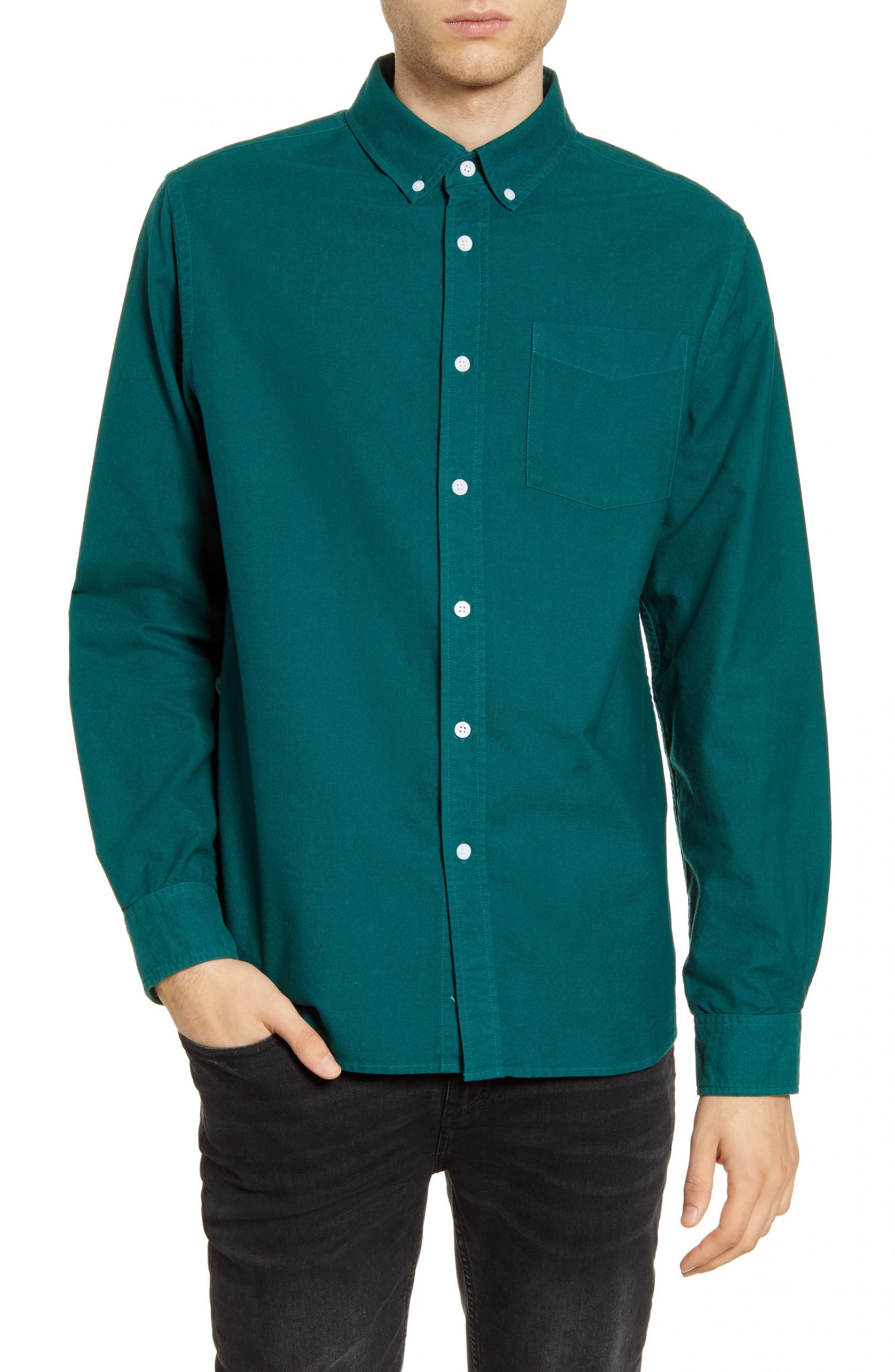 mens blue button down oxford shirt