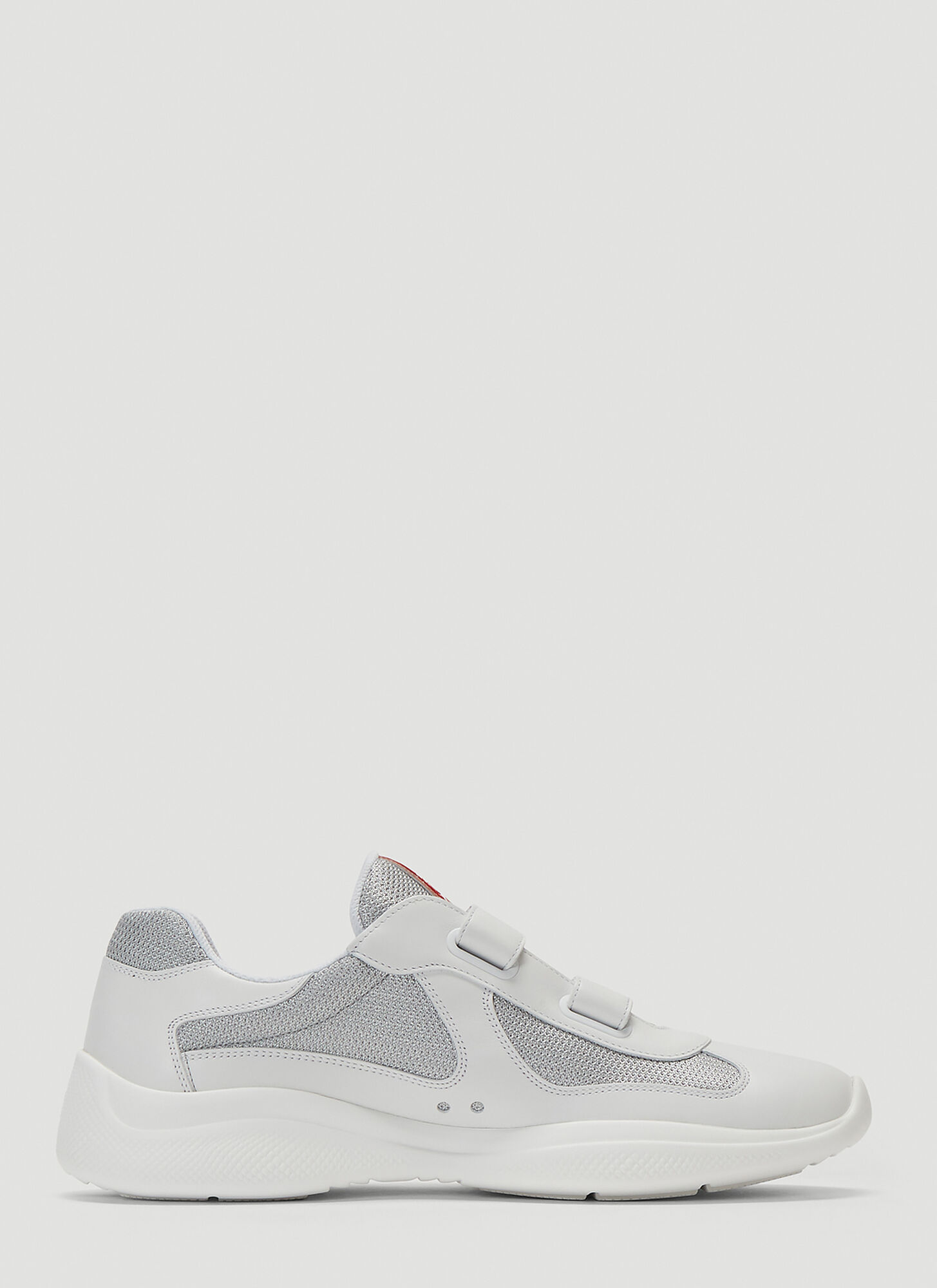 prada men's white americas cup patent leather sneakers