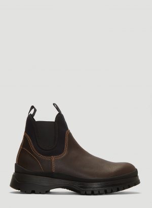 Prada Brixxen Leather and Neoprene Boots in Brown size UK - 09 Prada Brixxen Leather and Neoprene Boots in Brown size UK - 09