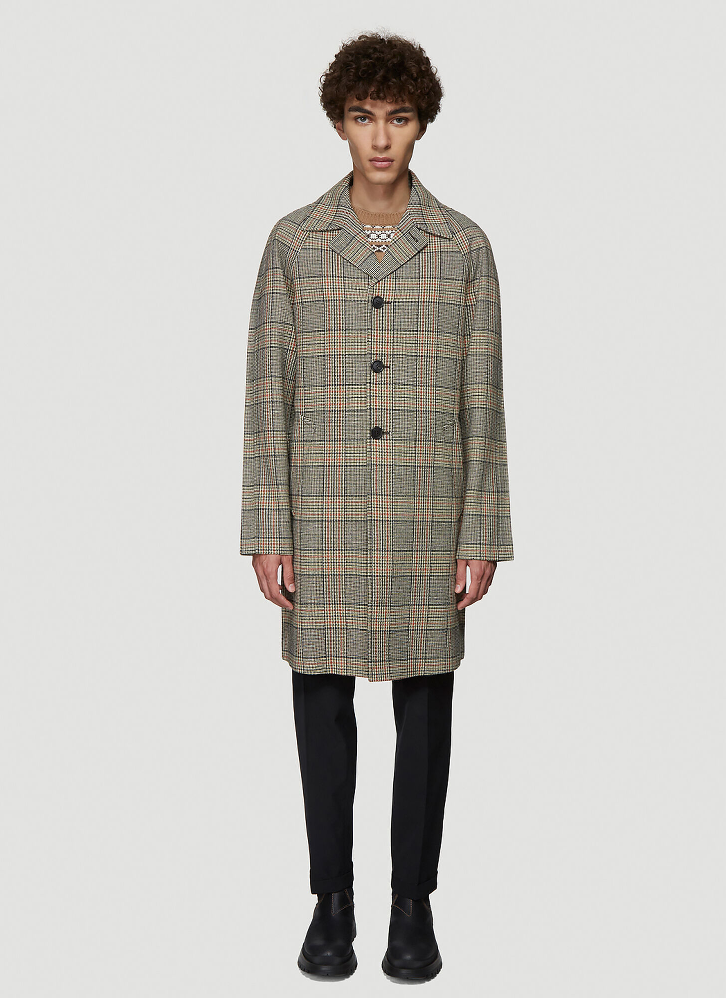 Prada Check Coat in Green size IT – 48 | The Fashionisto
