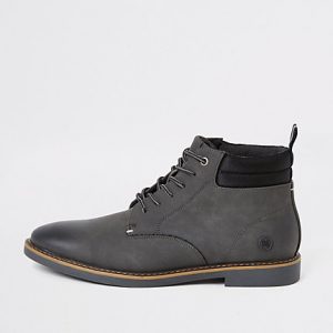 River Island Mens Grey lace-up chukka boots River Island Mens Grey lace-up chukka boots