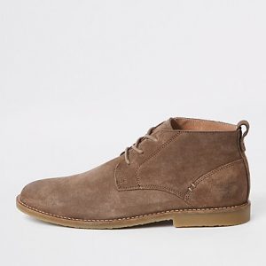 River Island Mens Stone suede eyelet chukka boots River Island Mens Stone suede eyelet chukka boots