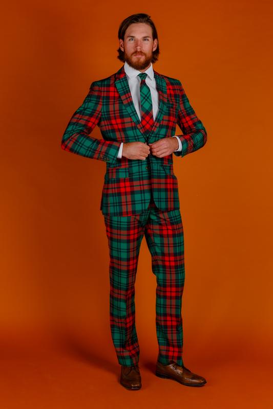 Shinesty Lincoln Log Love Daddy Red Plaid Ugly Christmas Suit