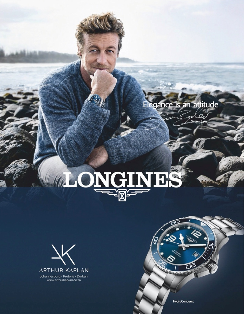 Actor Simon Baker is the face of Longines as he stars in a campaign for the brand.