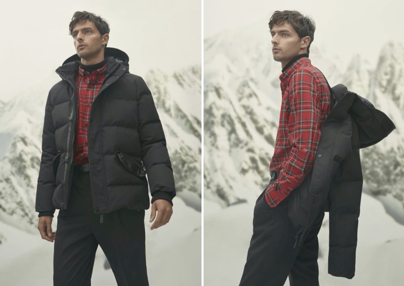 Donning red and black, Hannes Gobeyn sports a Rudsak Dayko monochrome puffer jacket.