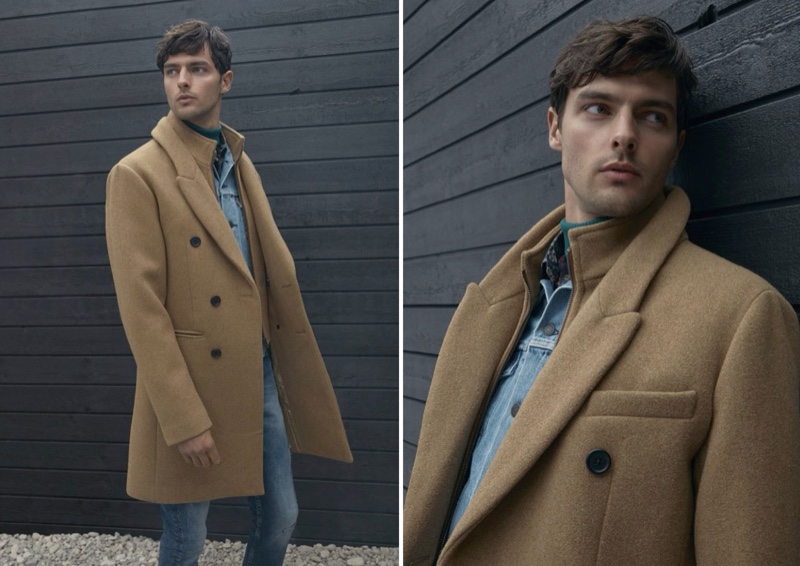 Hannes Gobeyn dons a LE 31 double-collar recycled wool coat.