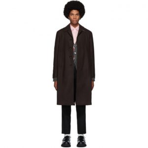 Thom Browne Burgundy Melton Relaxed Unconstructed Coat Thom Browne Burgundy Melton Relaxed Unconstructed Coat