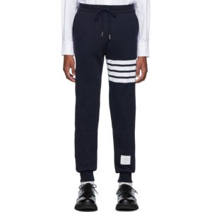 Thom Browne Navy 4-Bar Classic Lounge Pants Thom Browne Navy 4-Bar Classic Lounge Pants
