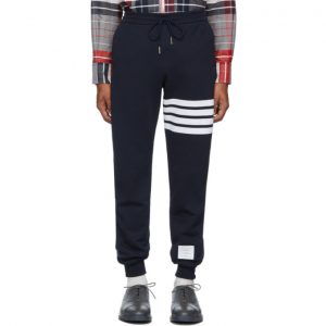 Thom Browne Navy 4-Bar Half and Half Lounge Pants Thom Browne Navy 4-Bar Half and Half Lounge Pants