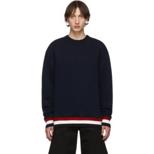Thom Browne Navy Chunky Pullover Loopback Sweatshirt Thom Browne Navy Chunky Pullover Loopback Sweatshirt