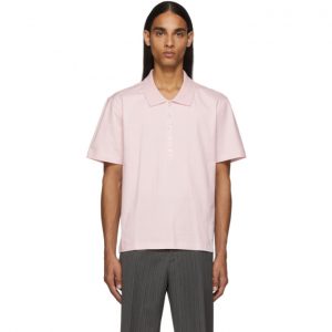 Thom Browne Pink Relaxed Fit Side Slit Polo Thom Browne Pink Relaxed Fit Side Slit Polo