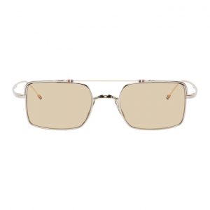 Thom Browne Silver and White Gold TB-909 Sunglasses Thom Browne Silver and White Gold TB-909 Sunglasses