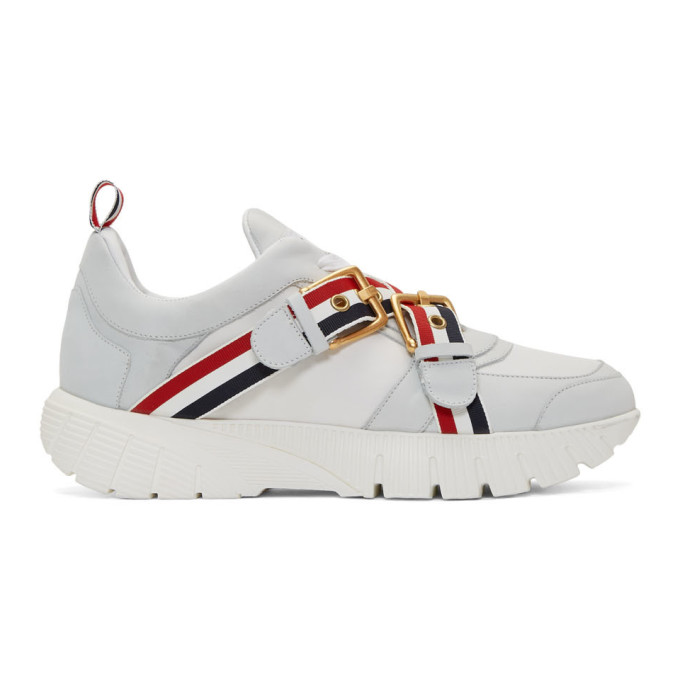 Thom Browne White Strap Raised Running Sneakers | The Fashionisto