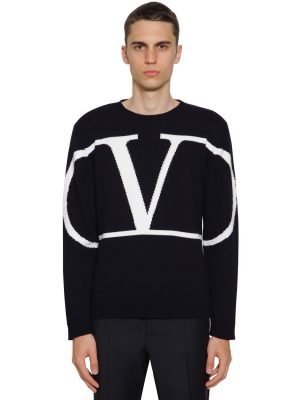 V Logo Cashmere Intarsia Knit Sweater V Logo Cashmere Intarsia Knit Sweater