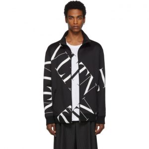 Valentino Black Macrogrid Zipped Sweater Valentino Black Macrogrid Zipped Sweater