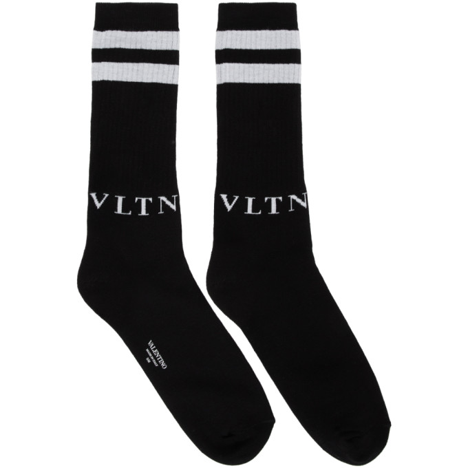 Valentino Black and Grey Valentino Garavani VLTN Socks | The Fashionisto