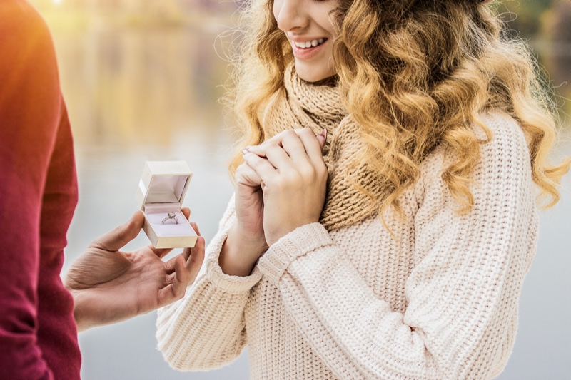 Woman Smiling Engagement Ring Box