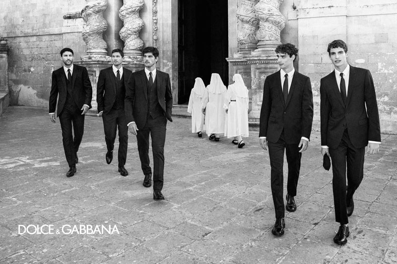 Models Noah Mills, Adam Senn, Evandro Soldati, Kane Roberts, and Amerigo Valenti front Dolce & Gabbana's spring-summer 2020 campaign.