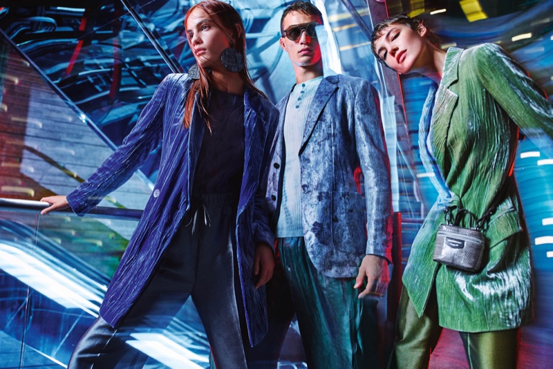 Nina Marker, Julian Schneyder, and Anya Lyagoshina star in Emporio Armani's spring-summer 2020 campaign.