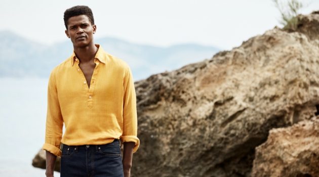 Eton Pays Homage to India with Spring '20 Collection O'Shea Robertson sports a linen popover shirt from Eton's spring-summer 2020 collection.