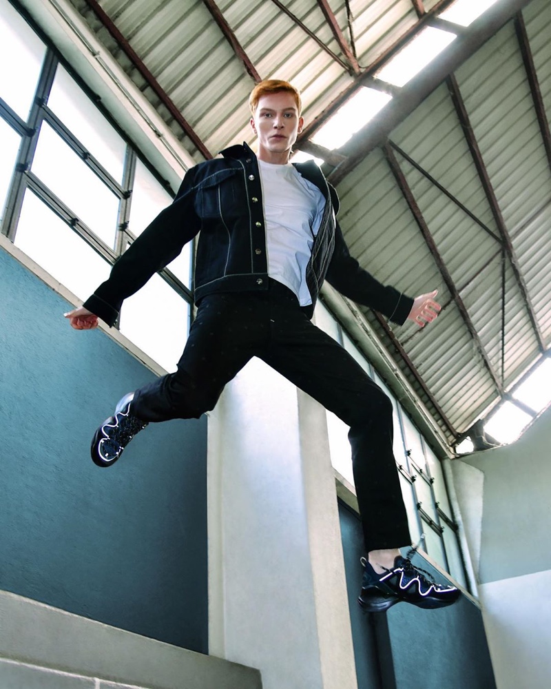 Simon Gano reaches new heights in a pair of Fendi FFluid sneakers.