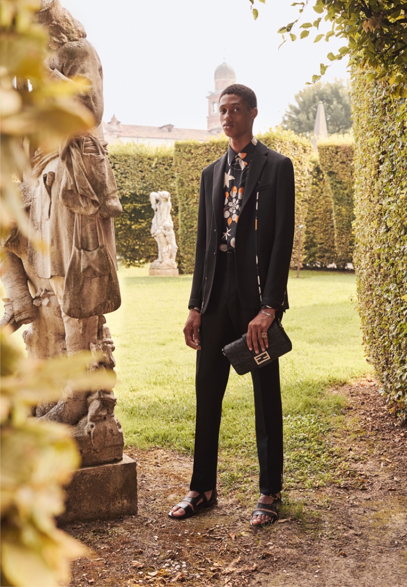 Model Romaine Dixon fronts Fendi's spring-summer 2020 men's campaign.