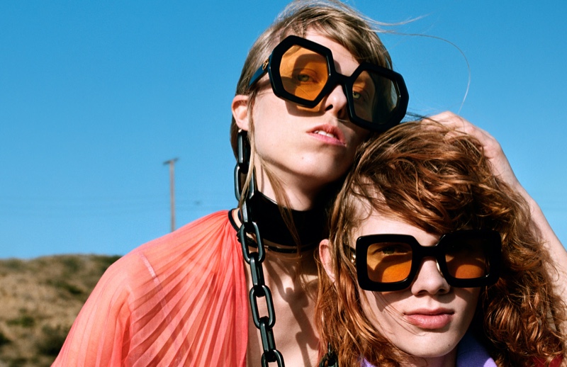 Oversized sunglasses are front and center for Gucci's spring-summer 2020 campaign.