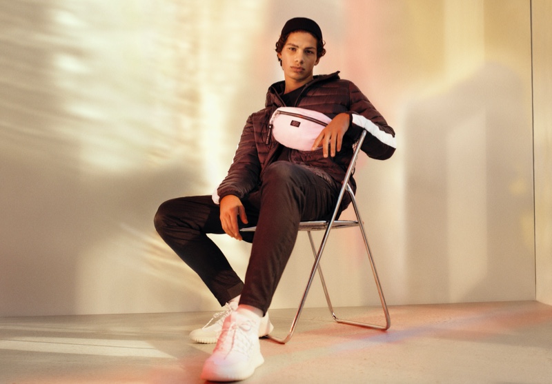 Ruben Moreira goes sporty in a look from H&M's athleisure collection.