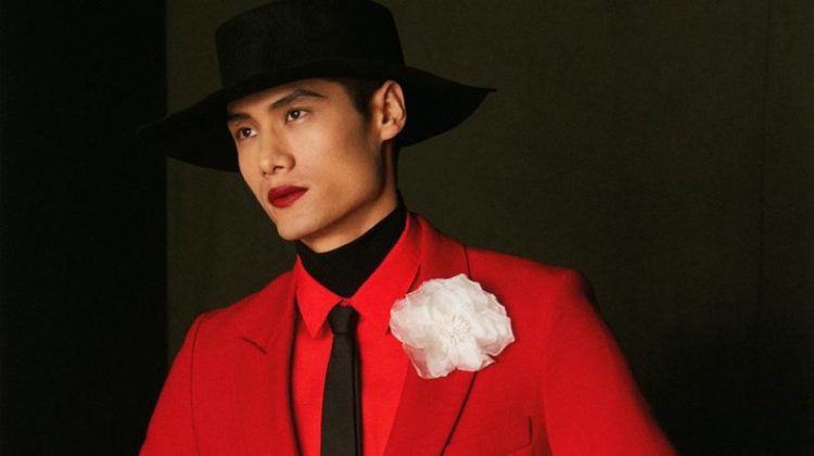 Hao Yun Xiang Rocks a Red Lip & Bold Style for GQ China
