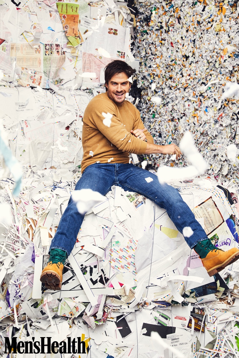 Connecting with Men's Health, Ian Somerhalder rocks a Jungmaven sweatshirt, Wrangler jeans, and Timberland boots. » Ian Somerhalder Rocks Sustainable Fashion for Men's Health Connecting with Men's Health, Ian Somerhalder rocks a Jungmaven sweatshirt, Wrangler jeans, and Timberland boots.