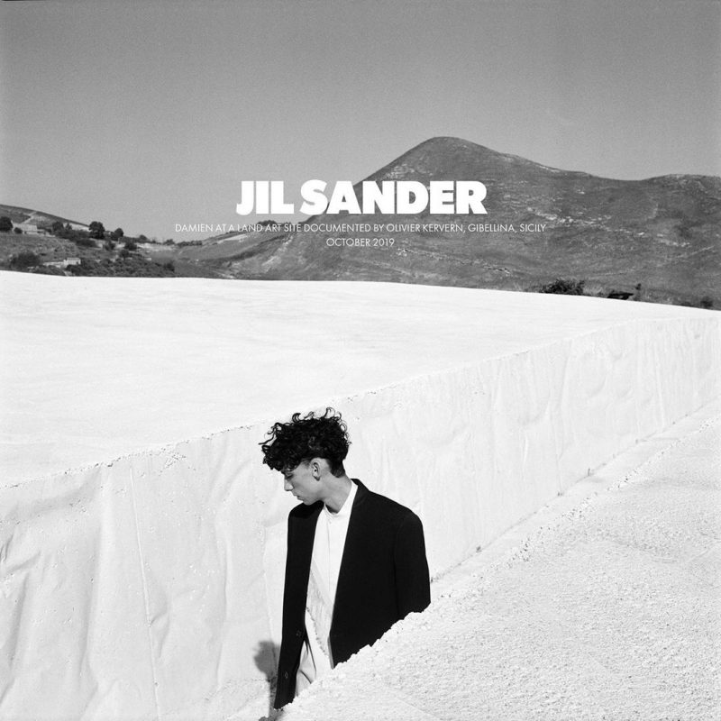 Model Damien Medina appears in Jil Sander's spring-summer 2020 campaign.