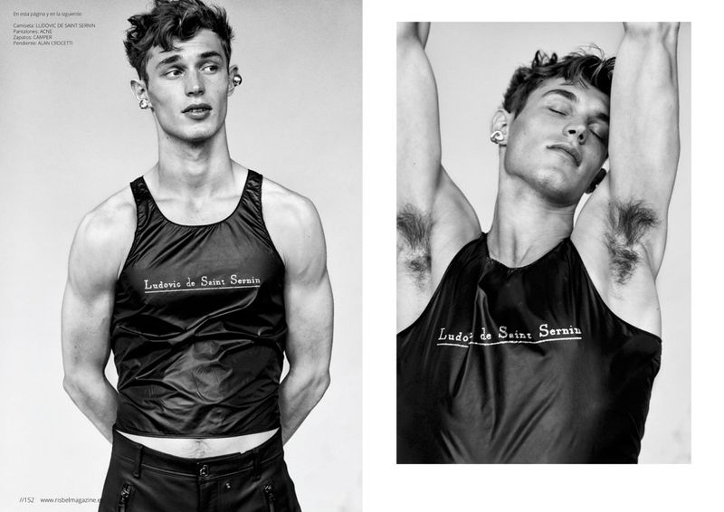 Kit Butler stars in an editorial for Risbel magazine.