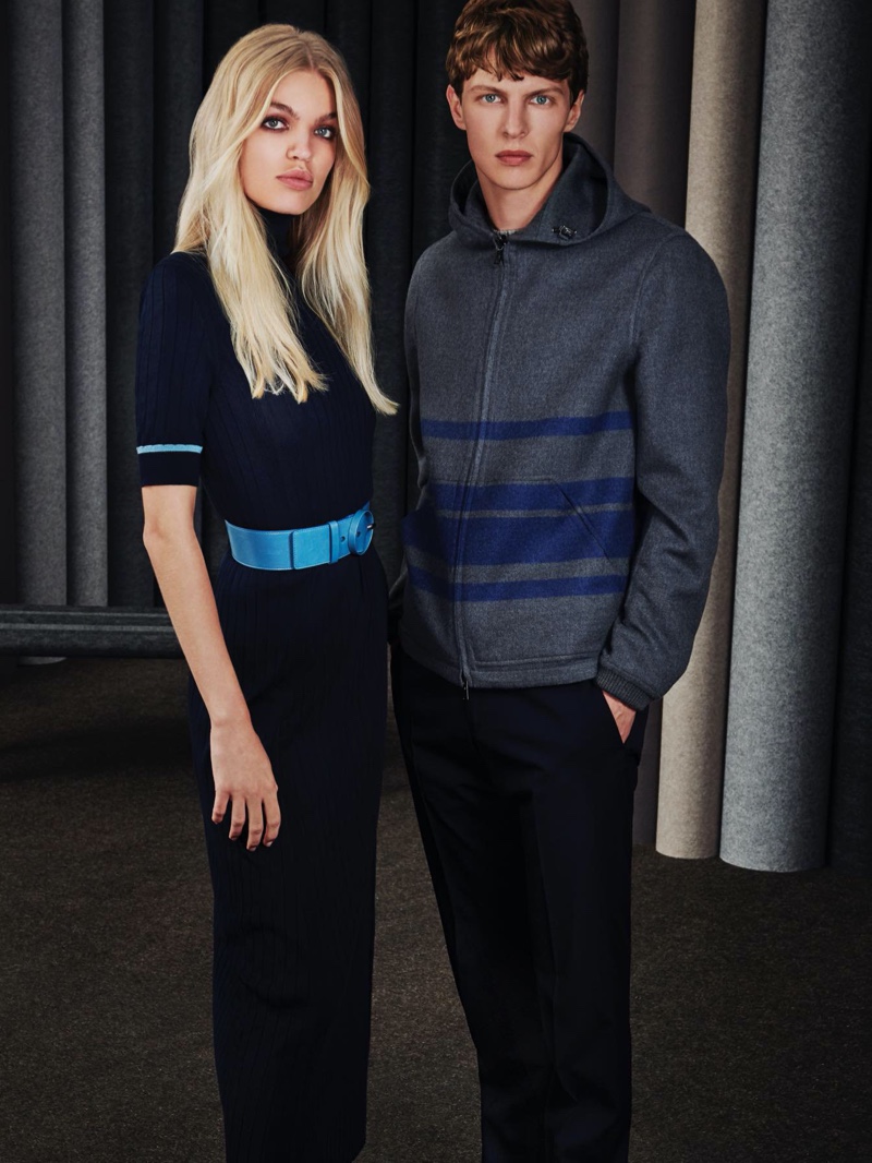 Daphne Groeneveld and Tim Schuhmacher wear spring-summer 2020 fashions from Loro Piana.