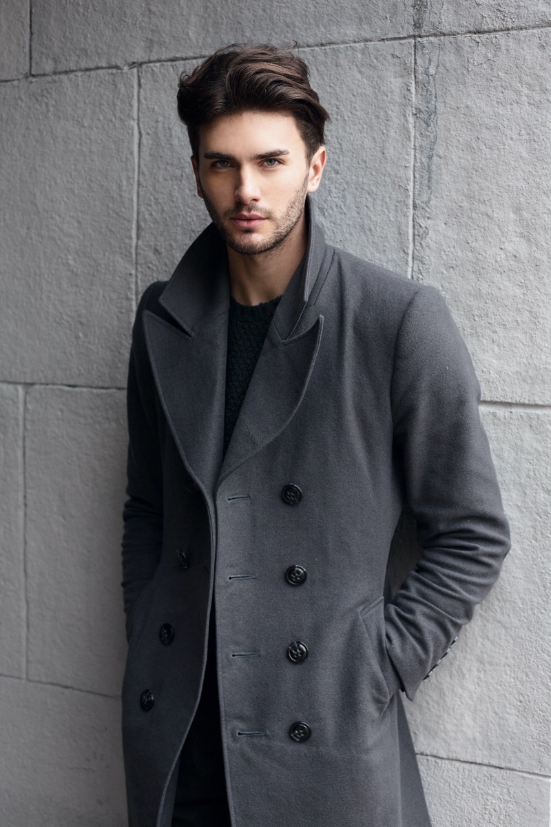 Male Model Grey Coat Hairstyle Male Model Grey Coat Hairstyle
