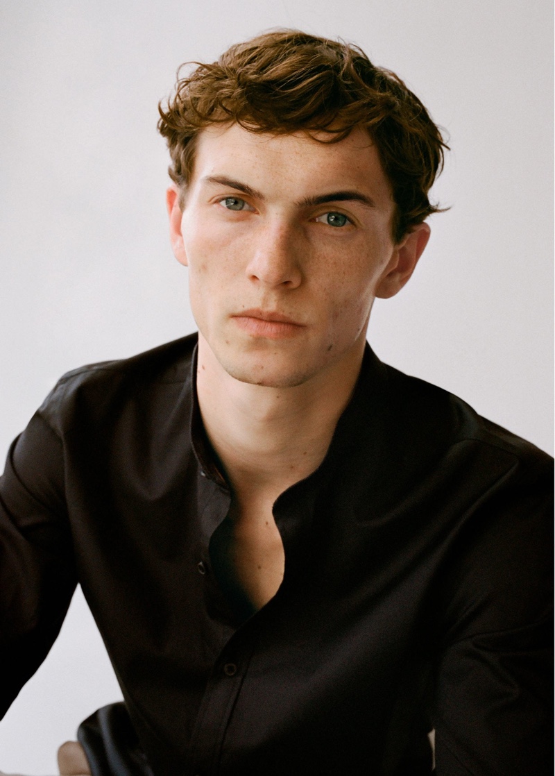 Ready for his close-up, model Luc Defont-Saviard wears Mango.