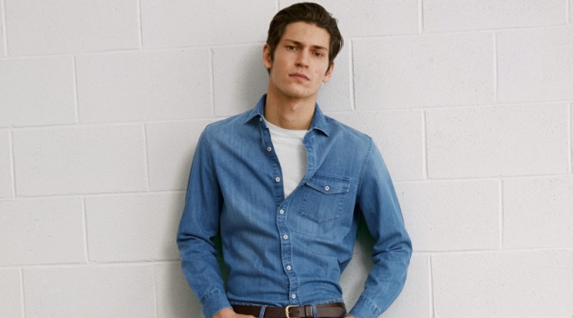 Justin Eric Martin is a 'Grand Canyon Boy' for Mango Rocking a denim shirt and jeans, Justin Eric Martin wears a double denim look from Mango.