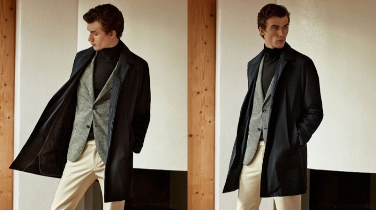 Model Lukas Adriaensens showcases sleek contemporary style from Massimo Dutti.
