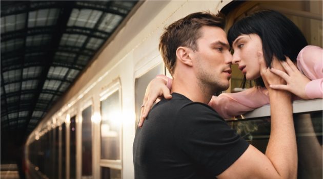 Nicholas Hoult Fronts Emporio Armani Fragrance Campaign Actors Nicholas Hoult and Alice Pagani front the campaign for Emporio Armani fragrances Strong With You Freeze for him and In Love With You Freeze for her.