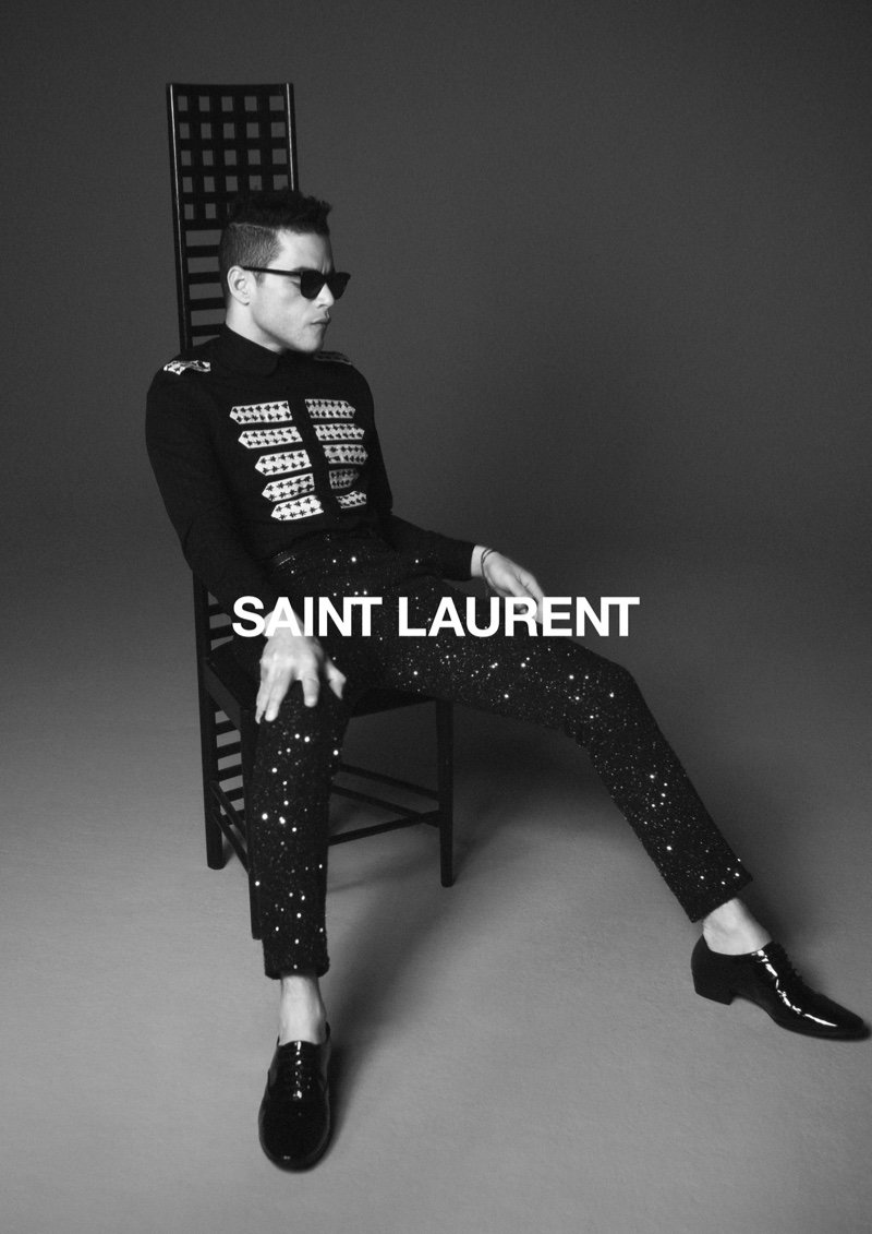 A cool vision in sunglasses, Rami Malek fronts Saint Laurent's spring-summer 2020 campaign.