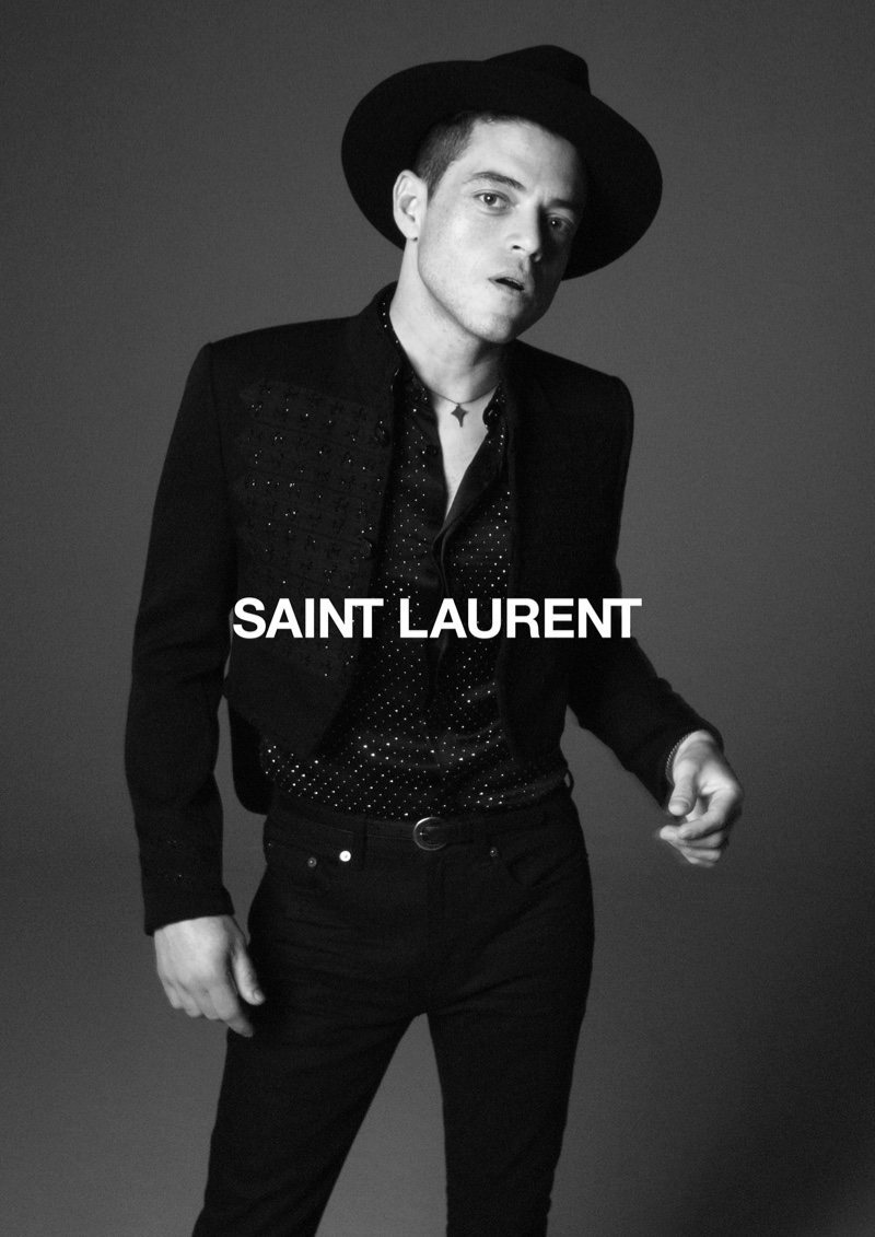 Sporting a fedora, Rami Malek stars in Saint Laurent's spring-summer 2020 campaign.