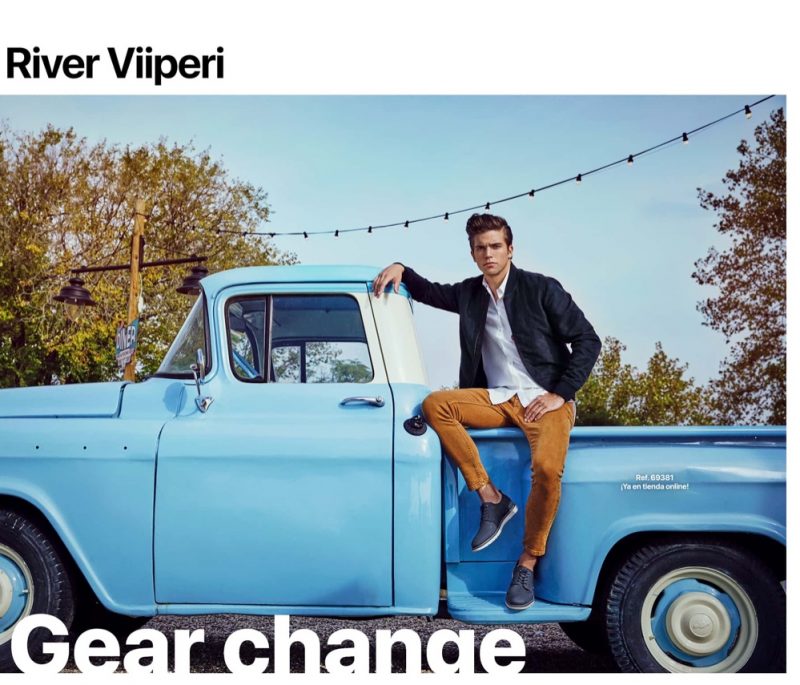 Posing with a vintage pickup truck, River Viiperi appears in Refresh Shoes' spring-summer 2020 campaign.