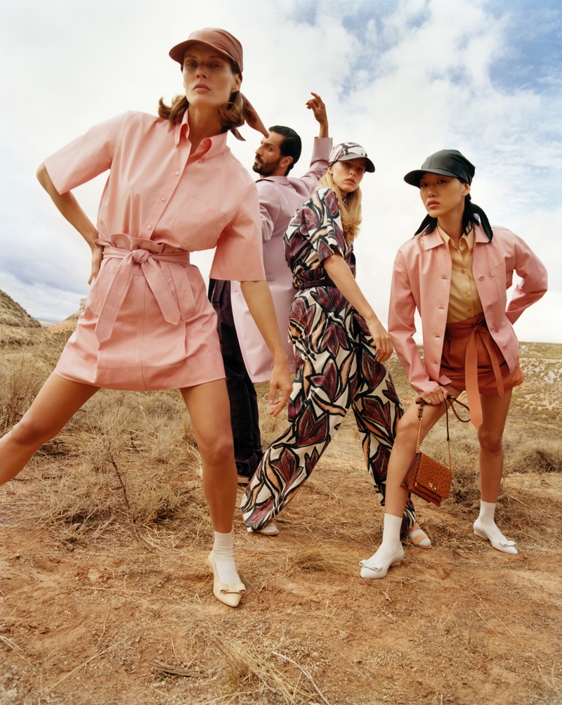 Malgosia Bela, David Kammenos, Abby Champion, and Sora Choi appear in Salvatore Ferragamo's spring-summer 2020 campaign.