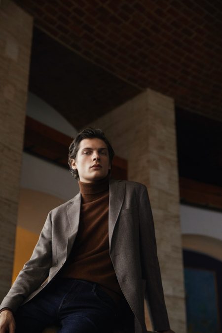 Valentin Caron Ventures Outdoors in Chic Menswear by Massimo Dutti
