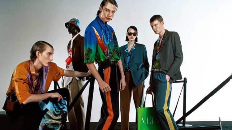 Maikls Mihelsons, Malick Bodian, Freek Iven, Sofia Steinberg, and Braien Vaiksaar star in Valentino's spring-summer 2020 campaign.