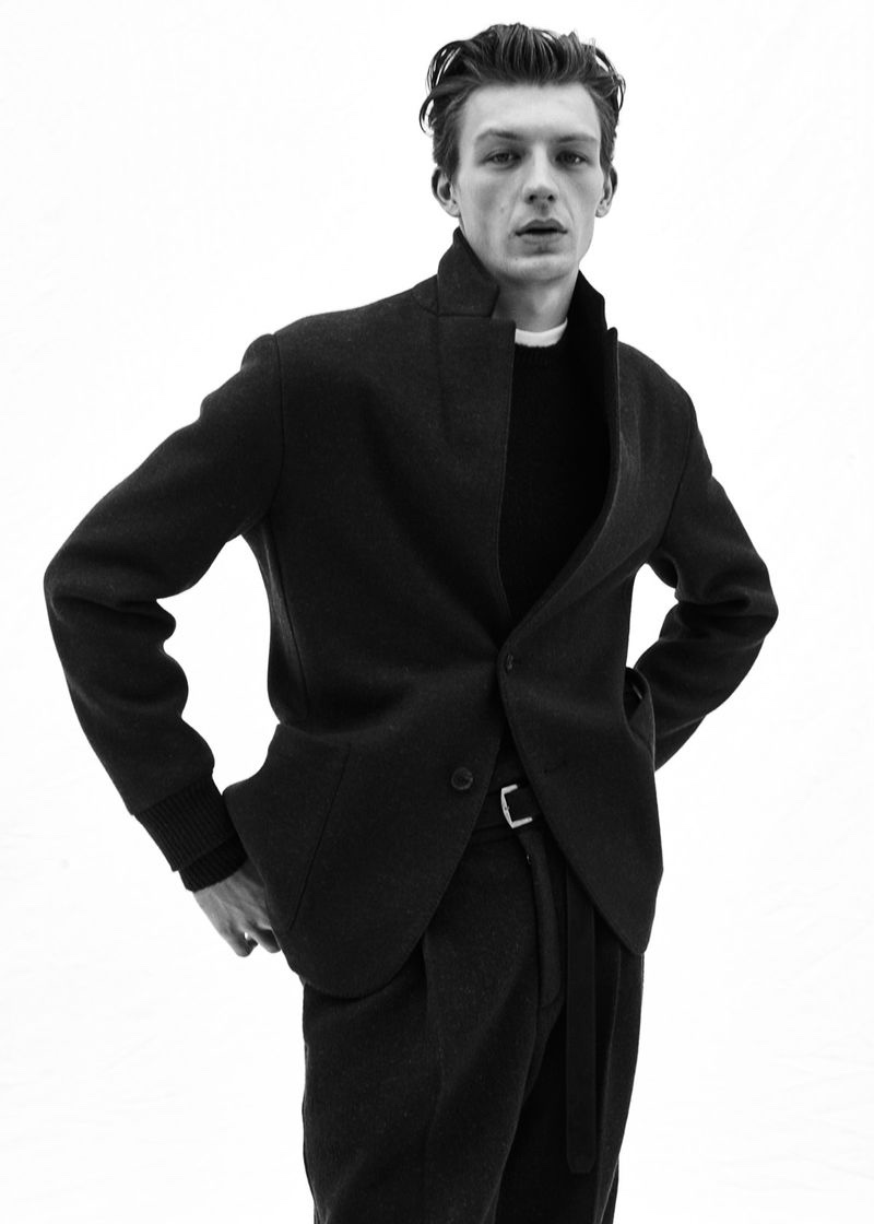 Finnlay Davis dons a tailored fall-winter 2020 look from Agnona.