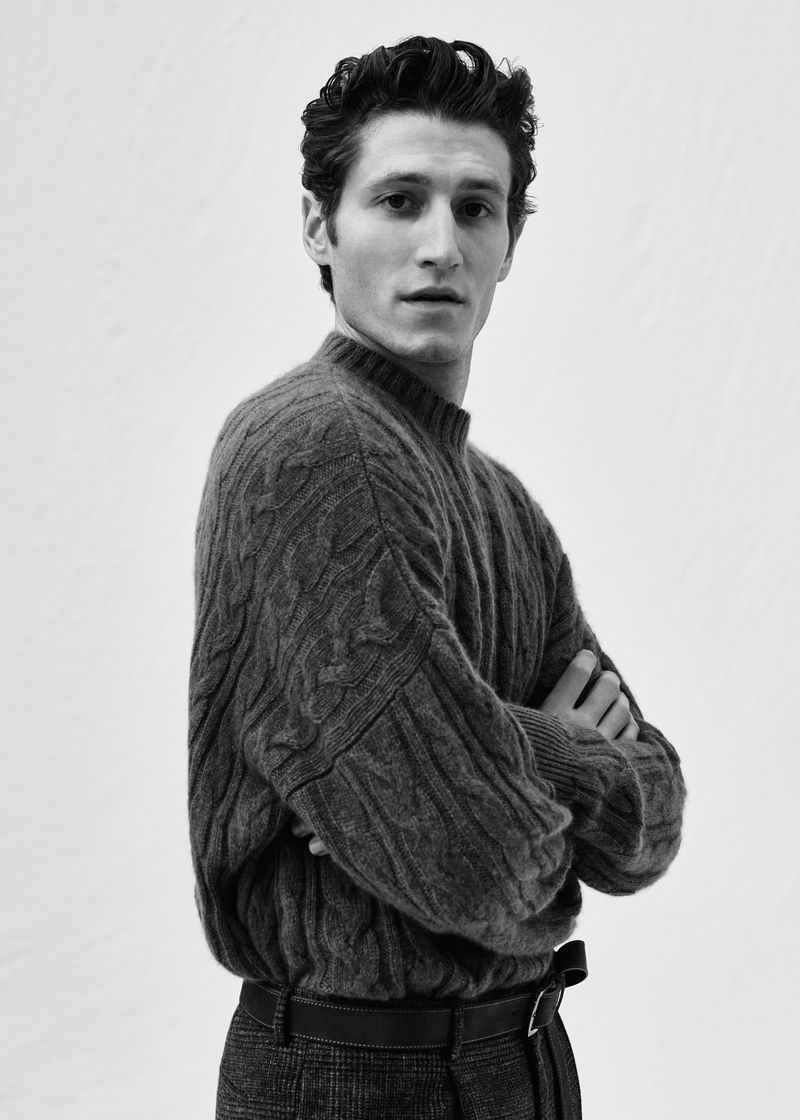 Wael Sersoub sports a fall-winter 2020 cable-knit sweater by Agnona.