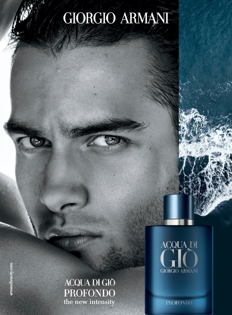 Model Aleksandar Rusić appears in a print advertisement for the Giorgio Armani Acqua di Gio Profondo fragrance. » Aleksandar Stars in Giorgio Armani Acqua di Gio Profondo Fragrance Campaign Model Aleksandar Rusić appears in a print advertisement for the Giorgio Armani Acqua di Gio Profondo fragrance.