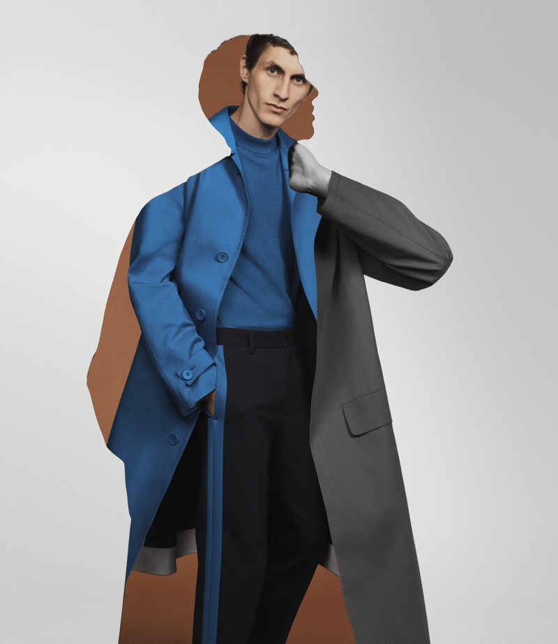 Henry Kitcher models a blue and black look for BOSS' spring-summer 2020 campaign.